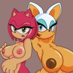  1:1 absurd_res amy_rose animal_humanoid anthro areola bedroom_eyes big_breasts blue_eyes breast_grab breast_size_difference breasts chiropteran dark_nipples duo eulipotyphlan female fur green_eyes hand_on_breast hands_behind_head hedgehog hi_res huge_breasts humanoid lipstick looking_at_viewer makeup mammal mammal_humanoid mascara narrowed_eyes nipples nude pink_body pink_fur pink_nipples presenting presenting_breasts puffy_areola puffy_nipples rouge_the_bat seductive sega sonic_the_hedgehog_(series) tan_body theshamelessfreak thick_thighs video_games white_body white_fur wide_hips 