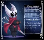  animal_humanoid arthropod arthropod_humanoid azura_inalis camel_toe cape chart clothed clothing english_text fan_character female hi_res hollow_knight hornet_(hollow_knight) humanoid insect insect_humanoid panties princess_and_conquest team_cherry text thick_thighs topless underwear video_games weapon wide_hips 