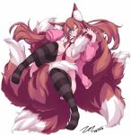  2019 7_tails animal_humanoid big_breasts breasts brown_hair canid canid_humanoid canine canine_humanoid clothing female fluffox_(squishyguy1) fluffy fluffy_tail footwear fox_humanoid green_eyes hair hi_res humanoid inner_ear_fluff jacket legwear looking_at_viewer mammal mammal_humanoid multi_tail necktie necktie_between_breasts one_eye_closed pattern_clothing pattern_footwear pattern_legwear pattern_socks pattern_thigh_highs pattern_thigh_socks signature simple_background slight_blush socks solo striped_clothing striped_footwear striped_legwear striped_socks striped_thigh_highs striped_thigh_socks stripes thigh_highs thigh_socks topwear tuft white_background white_inner_ear_fluff year zel_(artist) 