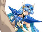  blue_eyes blue_hair blush breasts censored clenched_teeth cum cum_on_clothes cum_on_hair elbow_gloves facial gloves large_breasts long_hair magic_knight_rayearth paizuri paizuri_over_clothes penis ryuuzaki_umi solo_focus tears teeth 