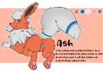  absurd_res animal_genitalia animal_pussy anus butt canid canine canine_pussy canis eeveelution english_text female feral flareon fur genitals hi_res mammal nintendo paws pok&eacute;mon pok&eacute;mon_(species) presenting pussy simple_background smile solo spotxy text video_games 