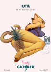  2021 absurd_res anthro barefoot bethesda_softworks bodily_fluids bound convenient_censorship crying digital_media_(artwork) feet felid feliscede female food fruit hands_behind_back hands_tied hi_res katia_managan khajiit lying mammal milk on_side pineapple plant prequel shaded solo tears the_elder_scrolls video_games webcomic 