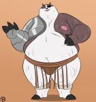  1_eye 2021 amputee anthro badger badgerclops belly bulge cartoon_network clothing cybernetics cyborg disability eye_patch eyewear hi_res machine male mammal mao_mao:_heroes_of_pure_heart missing_arm mustelid musteline overweight overweight_male solo sumo tassels trashtoonz underwear 