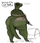  2021 angry anthro argonian bandeau barefoot bethesda_softworks big_breasts big_butt breasts butt butt_scar chest_(container) clothed clothing container countershade_torso countershading dagger dark_body deeja dialogue english_text feet female full-length_portrait green_body green_scales hi_res holding_dagger holding_melee_weapon holding_object holding_weapon horn huge_breasts huge_butt knife looking_back melee_weapon narrowed_eyes ncs non-mammal_breasts obese obese_anthro obese_female overweight overweight_anthro overweight_female partial_speech_bubble portrait pupils rags rear_view scales scalie scar sigh skimpy slit_pupils solo standing teeth text the_elder_scrolls thick_thighs topwear torn_clothing treasure_chest video_games weapon wide_hips x_scar yellow_sclera 
