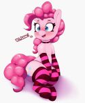  absurd_res blush bodily_fluids clothing collar equid equine female feral friendship_is_magic hasbro hi_res horse legwear mammal my_little_pony pabbley pinkie_pie_(mlp) pony solo stockings sweat 