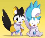  2019 3_toes animal_genitalia animal_penis balls blue_penis bodily_fluids cum digital_media_(artwork) duo emolga erection eyes_closed feet genital_fluids genitals hi_res male mammal nintendo one_eye_closed open_mouth pachirisu penis pok&eacute;mon pok&eacute;mon_(species) pokemania rodent sciurid sheath simple_background toes video_games 