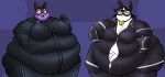  anthro bell bell_collar belly big_belly big_breasts black_hair bodysuit bored breasts broken_zipper catti_(deltarune) catty_(undertale) catwoman chubby_cheeks cleavage clothed clothing collar cosplay dc_comics deep_navel deltarune dewlap_(anatomy) domestic_cat double_chin duo fangs felid feline felis female flabby_arms front_view frown fur gloves hair half-closed_eyes hand_on_hip handwear hi_res highlights_(coloring) huge_breasts huge_hips huge_thighs jingle_bell love_handles mammal mask morbidly_obese morbidly_obese_anthro morbidly_obese_female narrowed_eyes navel obese obese_anthro obese_female open_mouth open_smile open_zipper overweight overweight_anthro overweight_female partially_clothed pink_highlights portrait purple_body purple_fur roxas617 sibling simple_background sister sisters skinsuit smile standing thick_thighs three-quarter_portrait tight_clothing undertale_(series) video_games white_body white_fur wide_hips yellow_sclera zipper 