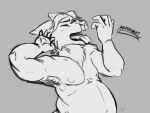  2016 4:3 anthro armpit_hair belly body_hair canid canine corsedingo disney eyes_closed fox gideon_grey humanoid_hands male mammal monochrome moobs nipples open_mouth overweight overweight_male simple_background solo tired yawn zootopia 