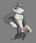  agent_classified anthro badroy balls canid canine canis dreamworks erection genitals hi_res humanoid_genitalia humanoid_penis looking_at_viewer madagascar_(series) male mammal muscular pawpads paws penis solo the_penguins_of_madagascar wolf 