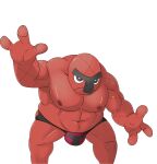  3_fingers biped black_eyes black_nose bottomwear briefs clothed clothing eyebrows fingers front_view hi_res humanoid male musclegut nintendo nipples not_furry ofstrial overweight overweight_male pecs pok&eacute;mon pok&eacute;mon_(species) red_body red_skin solo throh underwear unibrow video_games 