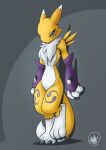  absurd_res ambiguous_gender anthro bandai_namco blue_eyes digimon digimon_(species) feet fingers fur hi_res mammal mysticalpha renamon simple_background solo standing toes yellow_body yellow_fur 