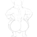  1:1 2017 anthro backsack balls big_butt bubble_butt butt crouching faceless_character faceless_male genitals girokett greyscale hand_on_knee hand_on_leg male mammal monochrome nude rear_view simple_background sketch solo white_background 