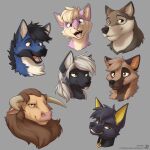  1:1 2021 anthro anubian_jackal arida_(aridablue) black_body black_fur black_hair blep blue_body blue_eyes blue_fur bovid bovine brown_body brown_eyes brown_fur brown_hair canid canine canis digital_media_(artwork) european_mythology expression_sheet fangs female fox fur gavin_(invasormkiv) greek_mythology green_eyes grey_background grey_body grey_fur grey_hair group hair headshot_portrait hi_res jackal jishinu jordan_(caydewolfdragon) kurnak lucas_martel male mammal maned_wolf minotaur mythology octavian open_mouth pink_body pink_fur portrait red_fox shaded silver_fox simple_background smile tan_body tan_fur tan_hair tongue tongue_out trish_(invasormkiv) wolf 