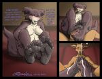  anthro beastars canid canine canis cervid countershade_feet countershading duo ejaculation english_text feet female foot_fetish foot_play footjob footjob_pov hi_res hindpaw humanoid_feet juno_(beastars) louis_(beastars) male male/female mammal paws sex soles text thebigmansini toe_curl wolf wrinkled_feet 