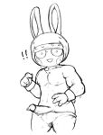  ! 2020 animal_crossing anthro biceps biped blush blush_stickers bodily_fluids bulge clothed clothing digital_media_(artwork) erection fur genitals hood humanoid_genitalia humanoid_penis lagomorph leporid locitony looking_at_viewer low_res male mammal monochrome muscular ninja nintendo nipples open_mouth pants_down partially_clothed penis rabbit simple_background smile snake_(animal_crossing) solo standing surprise sweat topless video_games warrior wristband 