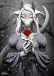 anthro blood blood_from_eye bloody_tears bodily_fluids clothed clothing dragon dress female flower hair hi_res pakwan008 plant rose_(flower) snow snowing solo tears white_hair 