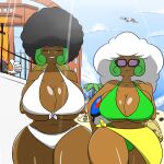 &lt;3 &lt;3_eyes 1:1 2016 afro avian beach beak belly big_breasts bikini bird black_hair breast_squish breasts brown_body brown_skin cleavage clothed clothing courtney_(igph) curvy_figure daughter detailed_background digital_media_(artwork) dot_eyes duo eyelashes eyewear female gesture hair hi_res hourglass_figure huge_breasts humanoid igphhangout looking_at_viewer mother mother_and_child mother_and_daughter navel nekeisha_(igph) nintendo not_furry outside parent parent_and_child pok&eacute;mon pok&eacute;mon_(species) pyukumuku sandygast sea seaside side_boob slightly_chubby smile squish standing staryu sunglasses swimwear teeth thick_thighs thumbs_up under_boob video_games voluptuous water whimsicott white_hair wide_hips wingull yellow_eyes 