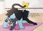  abdominal_bulge absurd_res ahegao balls bell beta_pok&eacute;mon_(species) beta_pok&eacute;mon_games black_body black_fur bodily_fluids dialogue duo english_text eyewear felid female female_penetrated feral fur genital_fluids genitals glasses hi_res knot_hanging knotting lone_(lonewolffl) lonewolffl looking_pleasured luxray male male/female male_penetrating male_penetrating_female mammal nintendo open_mouth penetration penile penis pok&eacute;mon pok&eacute;mon_(species) pok&eacute;mon_gold_beta pussy rinrin_(pok&eacute;mon_gold_beta) rynring sex signature text vaginal video_games yoga yoga_mat 