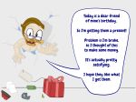  amorousartist anatid anseriform anthro avian bird dialogue disney duck ducktales ducktales_(2017) english_text eyewear gift gift_box gift_tag gift_wrapping glasses glue hi_res humanoid male male/male moeny paper solo speech_bubble tape_dispenser text therita3k 