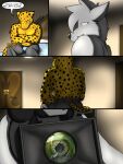  3:4 bulge camera canid canine canis clothing comic darth_vader_sanchez_(housepets!) felid hi_res housepets! jata_(housepets!) leopard male mammal pantherine slightly_chubby trashbadger underwear webcomic wolf 