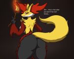  anthro areola big_breasts big_butt bouncing_breasts breasts butt canid canine delphox english_text female hi_res huge_breasts huge_butt lips looking_back mammal neormk nintendo nude pok&eacute;mon pok&eacute;mon_(species) rear_view solo text thick_thighs video_games wide_hips 
