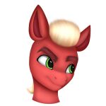  1:1 blonde_hair equid equine eyebrows feral fur green_eyes hair hasbro hi_res horse inkdemonproductions lineless male mammal my_little_pony pony red_body red_fur smile smirk solo sprout_cloverleaf_(mlp) 