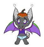  alpha_channel anthro baby bodily_fluids ceyemeka chibi chiropteran diaper food fruit hi_res infantilism male mammal plant pteropodid pumpkin solo tears tongue tongue_out val_(ceyemeka) wings young 