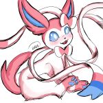  1:1 2021 ambiguous_gender blue_eyes blue_pawpads bow eeveelution feral fur looking_at_viewer nintendo omnii34 pawpads paws pink_body pink_fur pok&eacute;mon pok&eacute;mon_(species) simple_background sitting solo sylveon video_games white_background 