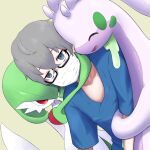  1:1 ambiguous_gender arm_grab bonding digital_drawing_(artwork) digital_media_(artwork) doctor_(pokemon) dragon embrace eyes_closed fairy feral frown gardevoir goodra group hand_on_neck happy hi_res hug human humanoid looking_at_viewer male mammal nintendo open_mouth open_smile pok&eacute;mon pok&eacute;mon_(species) shiroiurushi simple_background smile unimpressed video_games 