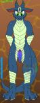  absurd_res anthro biped claws comicstormcreations digital_media_(artwork) genitals ghost_(comicstormcreations) hi_res kobold male nude penis reptile scalie simple_background smile solo text 