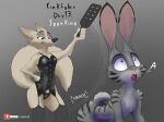  &lt;3 &lt;3_eyes 2021 anthro arctic_fox butt canid canine clothing disney dominant dominant_female dominatrix duo facial_markings female fox genitals head_markings hi_res jack_savage kinktober lagomorph legwear leporid link6432 male male/female mammal markings rabbit simple_background skye_(zootopia) smile spanking zootopia 