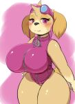 anthro anthrofied big_breasts black_nose blush bottomless breasts canid canine canis clothed clothing cockapoo curvy_figure domestic_dog featureless_crotch female fur hi_res huge_breasts kify mammal mixed_breed paw_patrol pink_eyes simple_background skye_(paw_patrol) solo thick_thighs uniform voluptuous 