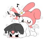  anal blush demon doggystyle duo female female/female feral fingering from_behind_position hanuvo hi_res kuromi lagomorph leporid mammal my_melody onegai_my_melody oral rabbit rimming sanrio sex 