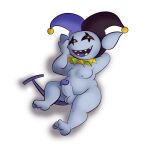  absurd_res alpha_channel anthro balls chubby_male clothing darkner deltarune fuzefurry genitals hat headgear headwear hi_res imp jevil_(deltarune) looking_at_viewer male nipples penis solo tagme undertale_(series) video_games 