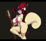  anthro barefoot barefoot_sandals big_breasts breasts clothing ear_piercing ear_ring feet female hat headgear headwear hi_res holding_object holding_staff mammal matypup nipple_outline pawpads piercing pink_pawpads rodent sciurid solo staff tree_squirrel witch_hat 