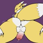  1:1 2021 anthro balls bandai_namco bodily_fluids butt close-up digimon digimon_(species) embarrassed foreskin fox_tail frackhead genital_fluids genitals hi_res humanoid_genitalia humanoid_penis kinktober male penis precum presenting presenting_hindquarters presenting_penis renamon sketch solo 