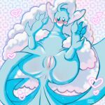  &lt;3 1:1 anus blush body_blush borky-draws cloud feathers female feral genitals mega_altaria mega_evolution nintendo pok&eacute;mon pok&eacute;mon_(species) presenting presenting_pussy pussy pussy_blush simple_background solo tail_feathers video_games 