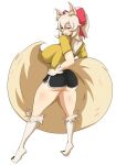  animal_humanoid big_breasts big_butt blonde_hair bottomwear breasts butt clothing female hair hand_on_hip hi_res humanoid jludragoon mammal shorts simple_background solo white_background 