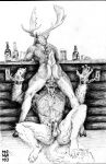  absurd_res animal_genitalia animal_penis anthro anthro_on_anthro anthro_penetrated anthro_penetrating anthro_penetrating_anthro antlers balls bdsm bodily_fluids bondage bound butt canid canine canine_penis canis casual_sex cervid cervine counter cum cum_in_mouth cum_inside cum_on_body cum_on_face dominant dominant_male duo erection face_fucking fallow_deer forced forced_oral genital_fluids genitals hi_res horn irrumatio knot male male/male male_penetrated male_penetrating male_penetrating_male mammal momamo monochrome muscular muscular_male nude open_mouth oral oral_penetration penetration penile penis precum public sex simple_background spread_legs spreading squirming submissive submissive_male tail_tuft tongue traditional_media_(artwork) tuft 