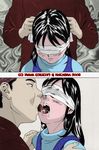  black_hair blindfold blush hayashibara_hikari tongue 