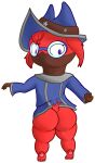  alpha_channel anthro big_butt butt clothed clothing collar digital_media_(artwork) eyewear female female_focus fur glasses gloves hair handwear hat headgear headwear hi-rez_studios hi_res lagomorph leipori leporid looking_back mammal moji_(paladins) paladins partially_clothed rabbit red_body red_fur red_hair simple_background solo surprise surprised_expression text tongue transparent_background video_games voy_barranca_abajo 