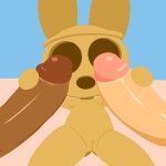  1:1 animal_crossing anthro big_penis coco_(animal_crossing) digital_media_(artwork) double_handjob erection female genitals group handjob hi_res holding_penis human humanoid_genitalia humanoid_penis lagomorph larger_male leporid male male/female mammal mark_m nintendo nude open_mouth penile penis rabbit selfie sex simple_background size_difference video_games 