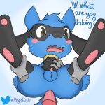  1:1 anal anal_penetration disembodied_hand disembodied_penis feral genitals group hesitant hugo_the_riolu hugoriolu male male/male nintendo penetration penis pok&eacute;mon pok&eacute;mon_(species) riolu scared video_games 