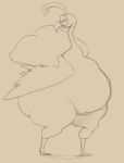  ambiguous_gender avian belly big_belly big_butt bird butt galliform hi_res huge_butt looking_at_viewer narrowed_eyes overweight phasianid plumage semi-anthro smokey_blokey solo standing turkey twerkey wings 