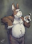  2021 alcohol anthro belly_tuft beverage biped black_pawpads boxers_(clothing) brown_body brown_fur buckteeth bulge clothed clothing container cup drinking_glass elbow_tuft elderly_anthro elderly_male eyebrows fur glass glass_container glass_cup grey_background grey_clothing grey_underwear handpaw hi_res k-9 lagomorph leporid male mammal multicolored_body multicolored_fur navel nintendo nipples old one_eye_closed orange_eyes overweight overweight_anthro overweight_male pawpads paws peppy_hare pink_nipples rabbit shot_glass signature simple_background smile solo standing star_fox teeth topless topless_anthro topless_male tuft two_tone_body two_tone_fur underwear underwear_only video_games white_body white_fur wink 