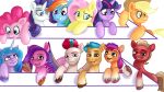  16:9 2d_(artwork) applejack_(mlp) duckface earth_pony equid equine female fluttershy_(mlp) friendship_is_magic group hasbro hi_res hitch_trailblazer_(mlp) horn horse izzy_moonbow_(mlp) male mammal mlp_g5 my_little_pony my_little_pony:_a_new_generation open_mouth pegasus phone pinkie_pie_(mlp) pipp_petals_(mlp) pony rainbow_dash_(mlp) rarity_(mlp) simple_background smile sprout_cloverleaf_(mlp) sunny_starscout_(mlp) twilight_sparkle_(mlp) unicorn white_background widescreen winged_unicorn wings zipp_storm_(mlp) 