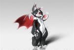  3d_(artwork) ambiguous_gender anthro anthromate black_body black_fur chiropteran claws digital_media_(artwork) dragon fur gradient_background hybrid inner_ear_fluff male_(lore) mammal multicolored_body multicolored_fur neck_tuft open_mouth pawpads pink_pawpads pupils red_eyes sdx3 semi-anthro simple_background slit_pupils solo thick_thighs tint_(anthromate) tuft two_tone_body two_tone_fur white_body white_fur wings 