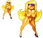  2021 alpha_channel anthro big_breasts blonde_hair brain_(inspector_gadget) breasts canid canine canis casetermk covering covering_breasts covering_self crossgender digital_media_(artwork) domestic_dog eyewear female full-length_portrait hair hand_on_breast high_heels inspector_gadget_(franchise) low_res mammal mtf_crossgender pixel_(artwork) portrait simple_background solo standing sunglasses transparent_background 