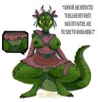  absurd_res anthro apron argonian bethesda_softworks big_breasts bodily_fluids breasts claws clothing dialogue digital_media_(artwork) english_text exposed_breasts female genital_fluids genitals hi_res horn looking_at_viewer maid_headdress maid_uniform nipples non-mammal_breasts open_mouth peeing pussy raveneevee scales scalie simple_background solo text the_elder_scrolls toe_claws uniform urine urine_stream video_games watersports white_background yellow_sclera 