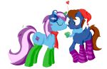  &lt;3 absurd_res blue_body cutie_mark duo earmuffs equid equine fan_character green_eyes gyro_tech hasbro heart_reaction hi_res hooves horn horn_magic kissing magic male mammal mane my_little_pony pegasus pink_body quadruped scarf seaward_skies snowkittyrin unicorn unicorn_horn wings winter_hat 